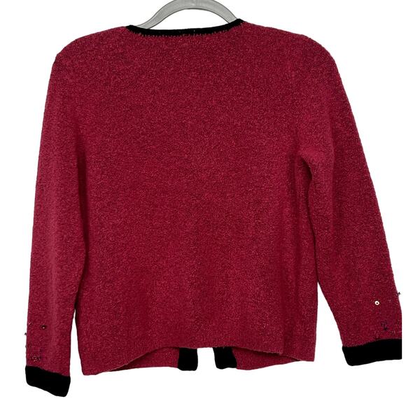 Women's Vintage Sigrid Olsen Sport Pink Sequined Cardigan Sweater - Picture 2 of 4